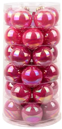 Inge Glas Weihnachtskugeln | Schöne Christbaumkugeln aus Glas | 30 Kugen in Dose | Christbaumschmuck Weihnachtsbaumschmuck Weihnachtsbaumkugeln (Dazzling Flamingo pink)
