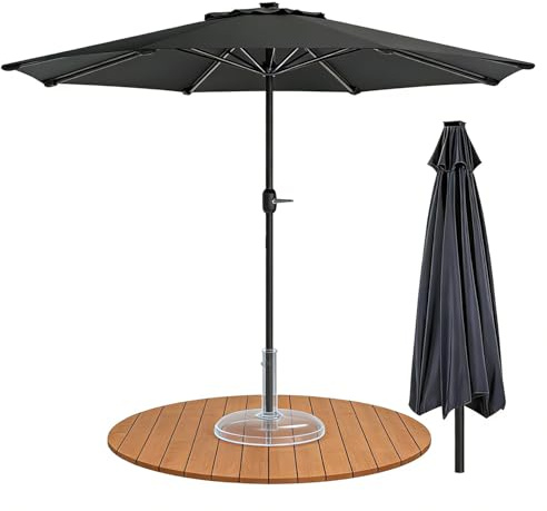Ferzone Parasol avec Manivelle sans pied, Rond Parasol de Jardin Exterieur Anti-UV & résistant au vent, Sun umbrella pour Marché Balcon Terrasse Piscine Patio