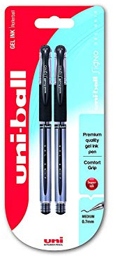 uni-ball Signo UM-151s Gel Grip Rollerball Pen - Black, Pack of 2