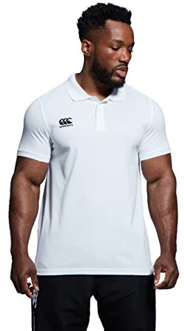 Canterbury Men's Waimak Cotton Polo Shirt | Rugby Shirt | Casual Polo Shirt, White, 2XL