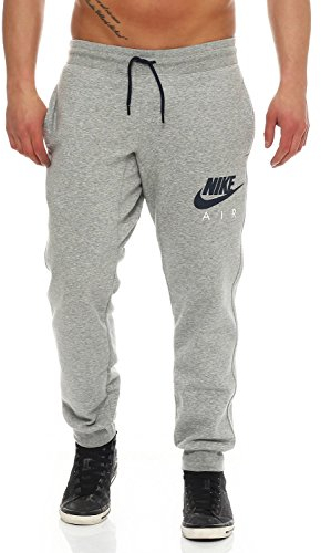 Nike Aw77 FLC Cuff Pt-Air Htg Pantaloni, Dark Grey Heather/Obsidian, S