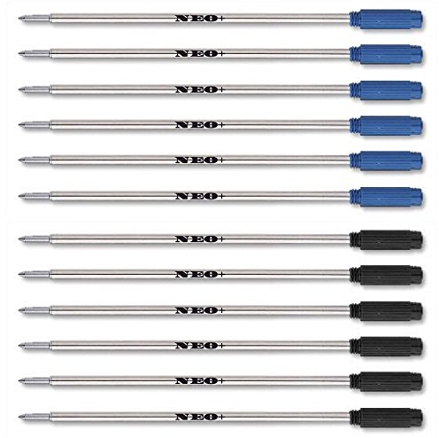 Quality Ballpoint Pen Refills, Compatible with Cross Pen, 8513 (6 x Blue Ink + 6 x Black Ink)
