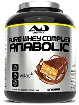 Addict sport nutrition - Anabolic triple whey - Protéine de lactosérum concentrée, isolée et hydrolysée - Protéine pure - BCAA - Glutamine - Croissance musculaire et récupération - 2kg - Snickers