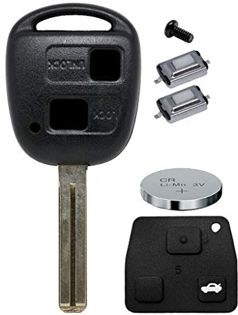 Auto Schlüssel Funk Fernbedienung 1x Gehäuse 2 Tasten TOY48 + 1x Tastenfeld + 2X Mikrotaster + 1x CR2016 Batterie für Toyota