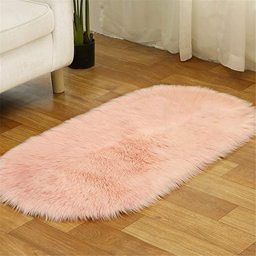 Martin Kench Teppich Wölkchen Lammfell-Teppich Kunstfell Schaffell Wohnzimmer Schlafzimmer Kinderzimmer für Bett Vorleger Matte Stuhl Sofa (Garnelen rosa,80 * 180cm)