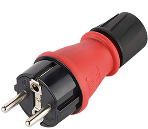 Netzstecker Schutzkontaktstecker, IP54 spritzwassergeschützt Verlängerung Gummi und Kunststoff Außenbereich/Outdoor