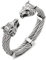 COOLSTEELANDBEYOND Regolabile Bracciale da Uomo, Testa di Lupo Due File Cavo Intrecciato Braccialetto del Polsino, Acciaio Inossidabile