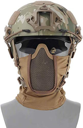 Taktisches Airsoft Paintball Schutzhelm-Set, Sturmhauben-Netzmaske mit Vollgesichtsschutz im Ninja-Stil für Wilde Jagd CS-Spiele usw.