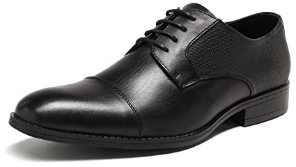 Bruno Marc Zapatos de Cordones Punta de Cap-Toe Zapatillas de Vestir Oxfords Clásico Formales Derby para Hombre,Size 49.5,Negro,SBOX222M