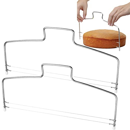 Zhenp 2 Pezzi Taglia Torta Regolabile, Doppia Linea, Affettatrice per Torta a Filo da Taglio, 32,5cm/17,8 Pollici, Livellatore per Torta Regolabile, Professionale, per La Cottura di Torte (Zhenp 092)