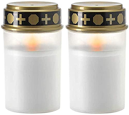 2 pièces Bougies tombales sans Flamme Lampes à Bougies solaires Bougie commémorative Decorat Bougies Chauffe-Plat pour rituel de cimetière extérieur