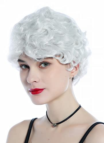 WIG ME UP - 215223-FR68C Perücke Damen Herren Karneval Fasching kurz stark gewellt gelockt weißgrau Opa Oma