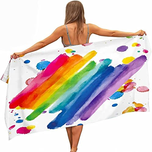 KATATI Regenbogen Strandtuch Groß 200x200 cm, Weich Schnell Trocknen Microfaser Handtücher, 3D Strandhandtuch Regenbogen Badetuch Strandlaken Handtuch, Herren Frauen Badetücher