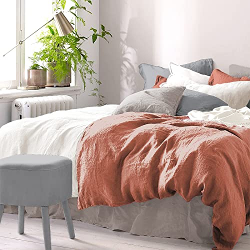Pure Label Halbleinen Bettwäsche 155x220 cm mit Kissenbezug 40x80 cm in braun - Bügelfreie Bettwäsche Sets 155 x 220 aus belgischem Leinen und feinster Baumwolle