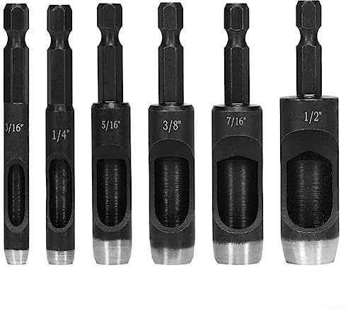 HEIBTENY Locher Lochstanzer Leder Set Lederhandwerk Hohllocher Kunststoff Gummistanzer Für Elektrobohrer(6 Stück)