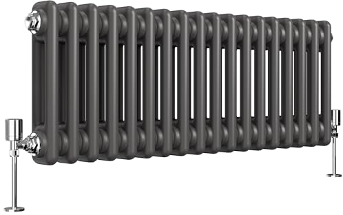 Heilmetz Anthracite Radiators Horizontal Double, 300x830mm Column Radiator Central Heating Radiator Traditional Cast Iron Style 2 Column Radiators