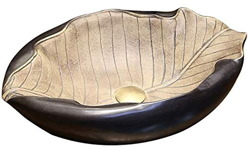 VVHUDA Lavabo Creativo En Forma De Hoja, Fregadero De Contenedor De Cerámica Vintage - Lavabo De Estilo Industrial para El Hogar - Lavabo Artístico para Mostrador Small Gift