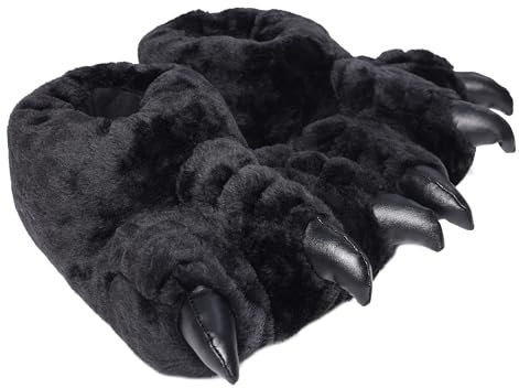 London Shoe Co Mens & Womens Funny Claw Slippers, Novelty Monster Foot Slippers, Adult Sizes 3 to 14 UK (Black, UK13/14)
