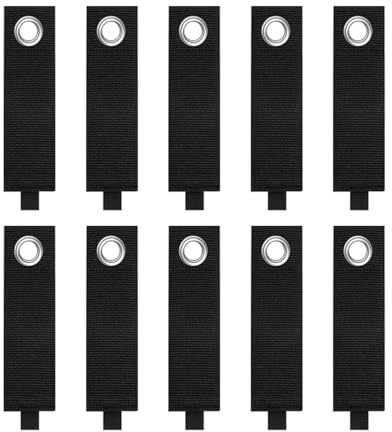 10 Stück Wiederverwendbare Kabelriemen mit öse, Verlängerungs kabelhalter, Verlängerungs Aufbewahrungsgurte,Hakenschlaufen Kabelbinder mit Tülle für Gartenschlauch, Seile, Kabel