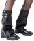 churuso Damen Punk Schwarz PU Leder Ausgestellte Beinbezüge Mit Ösenband Und Reißverschluss Harajuku Y2K Mädchen Gothic Beinwärmer Socken Beinbezüge