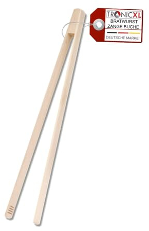 TronicXL 20 Stück Grillzange 52cm lange XXL Holz Zangen Bratwurstzange Grillen Grill Buffet Zange BBQ Posten Grillzangen Holzzange