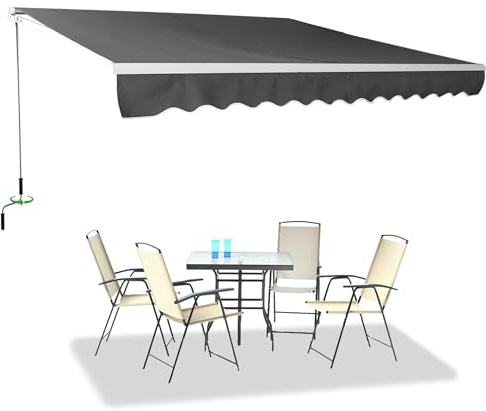 XINZI Auvent à bras articulés, 250 x 200 cm, avec support mural, angle réglable, avec manivelle, résistant aux intempéries, pour terrasse et balcon