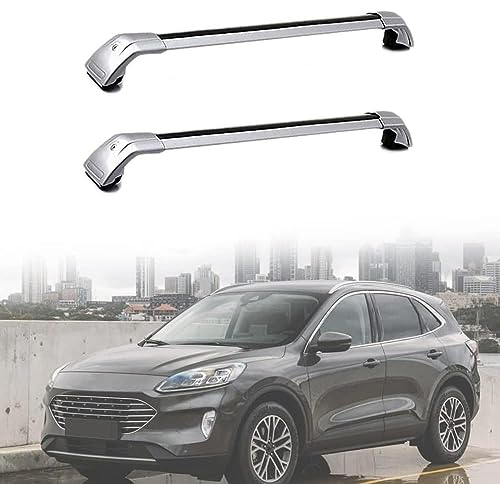 CCLXWY Aluminium-Dachträger für Ford Kuga II Escape 2019-2021 für Fahrradträger Dachboxen Oder Gepäckablage für Integrierte Dachreling Tragkraft 75 Kg Vormontiert Inklusive Schloss,B