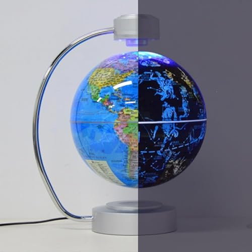 FZHQNZJF Weltkugel, 20,3 cm, Maglev-Globus, selbstdrehende Weltkarten, englische schwebende Globus-Levitation, magnetisch schwebende Karte, Geographie, Bildung, Deko-Erdkugeln