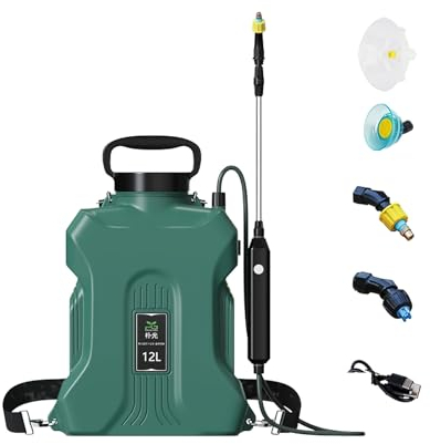 Pulverizador De Presión De Jardín Con Espalda De 12L, Pulverizador De Agua Con Boquilla Multifunción, Bomba De Pulverización Electrica,Pulverizador De Mango Largo Para Pulverización De Agua De Jardín