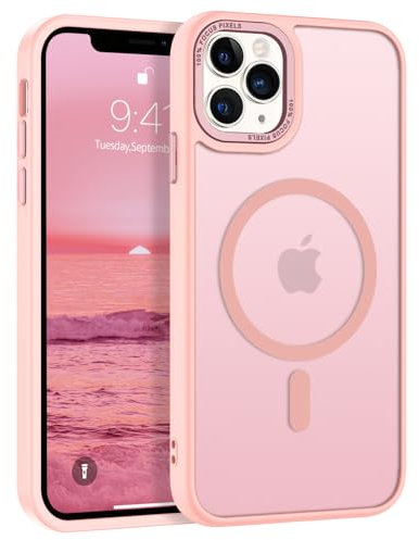 BENTOBEN Coque pour iPhone 11 Pro Magnétique Etui avec Protection Antichoc de Grade Militaire,Dos Mat Grivé Translucide Anti Rayures Doux pour la Peau Housse iPhone 11 Pro 5.8-Rose