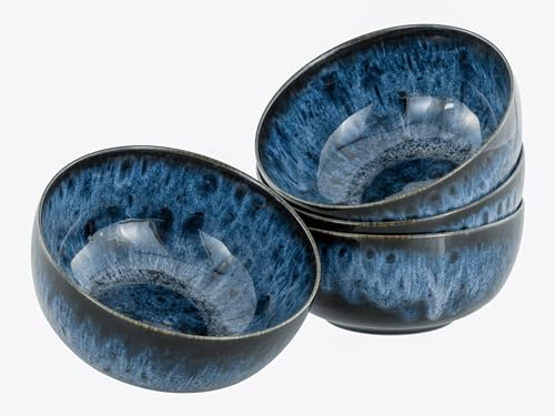 Creatable, 21910, Serie Allround Magic Blue, 4-teiliges Geschirrset für 4 Personen, Buddha Bowl aus Steinzeug, spülmaschinen- und mikrowellengeeignet, Made in Europe