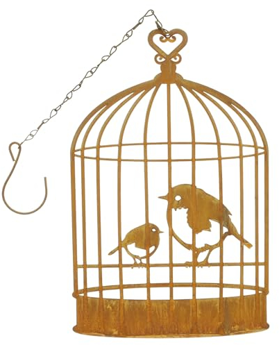 khevga Fensterdeko Metall Rost hängend Vogelkäfig 28 x 18 cm