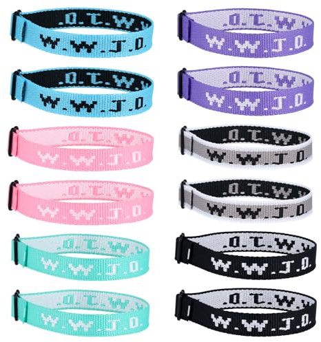 NQEUEPN 12-Teiliges WWJD-Armbandpaket, What Would Jesus Do-Armbänder Verstellbar Christliches Armbandpaket WWJD-Armbänder für Männer Frauen Religiös Schmuck Geschenk