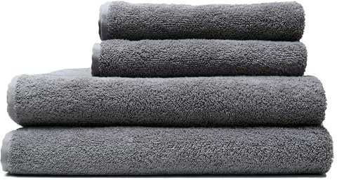 PEMBE HOME - Juego de 4 Toallas de Baño Premium - 2 Ducha + 2 Manos, 140 x 70 cm & 100 x 50 cm, Gris, 600gr, 100% Algodón, 600 gsm, Extra Suaves, Absorbentes, Resistentes y de Secado rápido