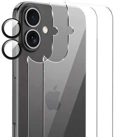 Heioloo [4 Stück Panzerfolie für iPhone 16 6,1 2024,[2 Stück] Rückseite Schutzfolie+Kamera Zurück Panzerfolie [2 Stück], [9H Härte],[0.33mm] [Ultra-klar],[No-Bubble]