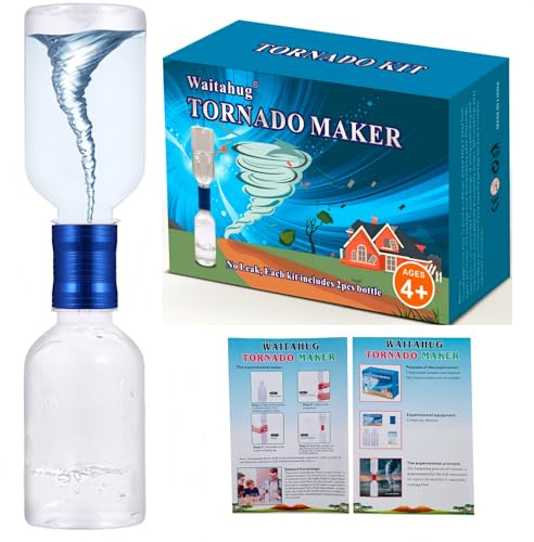 Tornado Maker, Weather Toys, Ultra-Light Aluminum Connecting Tube, Including 2 Empty Bottles, Watertight Tornado Toy, Suitable for Kids' Science Experiments (Blue)