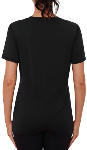 Gyabnw Tennisshirt Damen Kurzärmelig Rundhals Rücken überkreuzt Leicht Feuchtigkeitsableitend Lockere Sport Yoga Oberteile