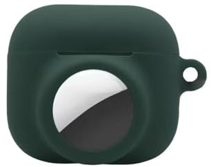Rtyweth Custodia protettiva in silicone per AirPods 4 con due ingressi per Airtag Tracking Perso Accessori colorati Locator HeaDphone