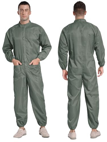 Xnihocha Men's Long Sleeve Protective Coverall Suit Anti-Static Dustproof Boiler Suit Uniform Workwear