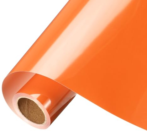 sourcing map Orange Heat Transfer Vinyl, 10 Inch x 9.8ft Iron-on Vinyl Roll for Decal Cutting, Signs, Scrapbooking, DIY Craft, Home Decoration