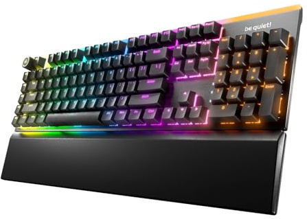 be quiet! Light Mount Mechanical Keyboard | Tactile | Hot-Swappable Lubricated Silent Switches | 3D Media Wheel | ARGB Keyboard | Quality PBT Double-Shot Keycaps | Programmable | BT004US