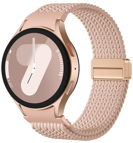 Upeak Cinturino Intrecciato Compatibile con Samsung Galaxy Watch 7 6 4 5 40mm 44mm, Cinturini Magnetica ad Un Clic per Samsung Watch 6 Classic 47mm 43mm, 5 Pro 45mm, 4 Classic 42mm 46mm, FE, Rosa