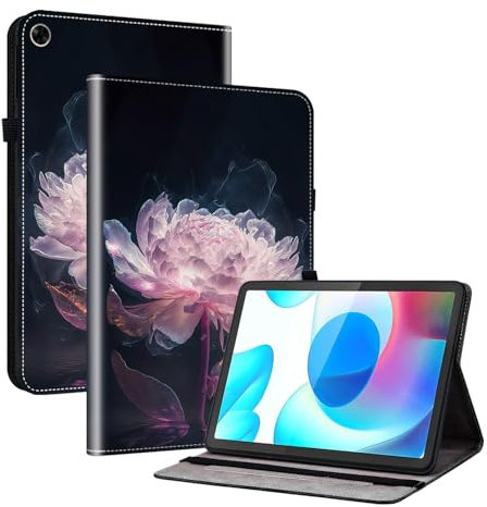 Mldjomid Custodia Protettiva Compatibile con Realme Pad Mini (8.7 Pollici) Flip in Pelle PU Cover con Supporto e Slot per Scheda per Realme Pad Mini 8.7 Tablet 2022 Case (Peonie viola)