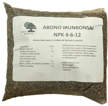 Irun Bonsai NPK 4-6-12 Engrais organique-minéral en granulés pour bonsaï et plantes, 5 kg