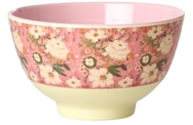Rice Bol petit - Motif fleurs roses - Vaisselle en mélamine - Vaisselle pour enfants - Camping - BBQ - Pique-nique - Incassable - Sans BPA - Réutilisable - 300 ml