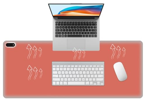 XPJBKC 90x36cm Beheizte Schreibtischunterlage, Beheiztes Mauspad mit 5 Heizstufen & 4H Abschaltautomatik und Erinnerungsfunktion für Langes Sitzen, Mauspad mit Zone Heizung für PC/Laptop (Grau)