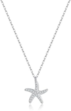 SLUYNZ 925 Sterling Silber Strand Seestern Choker Halskette für Damen Mädchen CZ Seestern Anhänger Halskette Kette