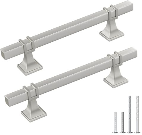 LONTAN 10 Stück Schrankgriffe Silber, 128mm Bohrlochabstand Griffe für Küchenschränke, Schubladen und Küche Möbelgriffe aus Edelstahl