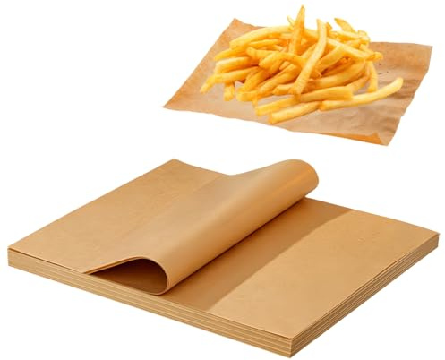 Silkmin 120 Stück Ungebleichte Pergamentpapier Backblätter, 30 x 20 cm | ackpapier - Blätter für Kastenform, Backpapierzuschnitte Antihaft, Brotpapier 250 Grad zum Backen, Kochen, Grillen, Sandwich