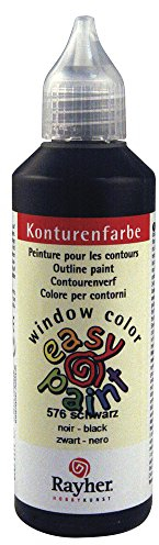 Rayher 38710576 Konturenfarbe easy paint , Flasche 80 ml, schwarz